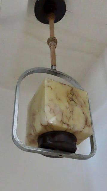 SSB Germany - Art Deco hanglamp - Lampe - Bakélite - verre, Antiquités & Art