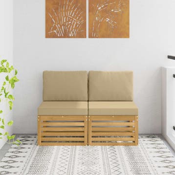 vidaXL 2 Stuk Buiten Midden Sofa Massief Acacia Hout Wit, Verzenden