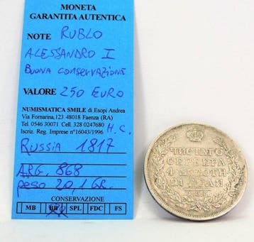 Rusland. Alessandro I. 1 Rouble 1817 H.C. (Zonder, Postzegels en Munten