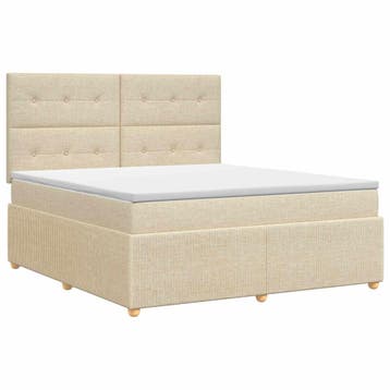 vidaXL Boxspringbed met matras Crèmekleurig 140 x 190 cm, Verzenden, Nieuw