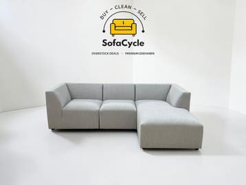 Hoekzetel lichtgrijs in stof, modulair, hoek R – overstock, Verzenden, Nieuw