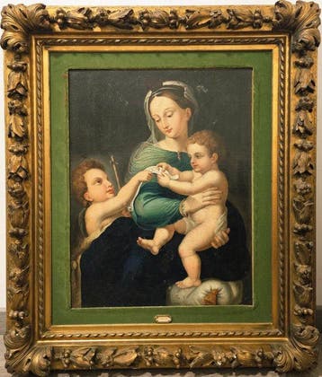 Da Raffaello Sanzio (XIX) - Madonna col Bambino e San, Antiek en Kunst, Kunst | Schilderijen | Klassiek