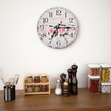 vidaXL Wandklok vintage stijl 30 cm bloemen, Verzenden