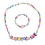 Fako Bijoux - Kinderketting en Armband - Plastic - Blokjes, Verzenden, Nieuw