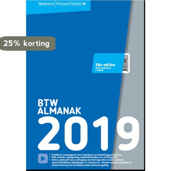 Nextens BTW Almanak 2019 9789035249868, Boeken, Economie, Management en Marketing, Gelezen, Verzenden