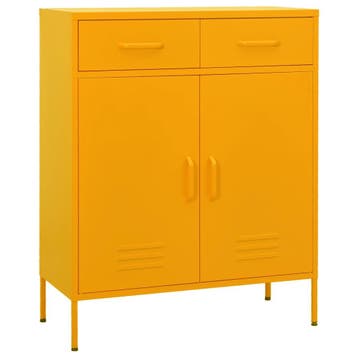 vidaXL Opbergkast 80x35x101,5 cm staal mosterdgeel, Verzenden, Nieuw