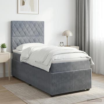 vidaXL Boxspringbed met matras Donkergrijs 90 x 200 cm, Verzenden