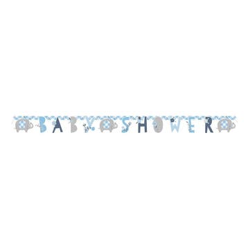 Geboorte Letterslinger Baby Shower Blauw 1,65m, Verzenden