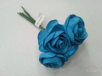 Camelia Ranonkel Blauw Neon Foambloem bundel 5 stuks, Nieuw