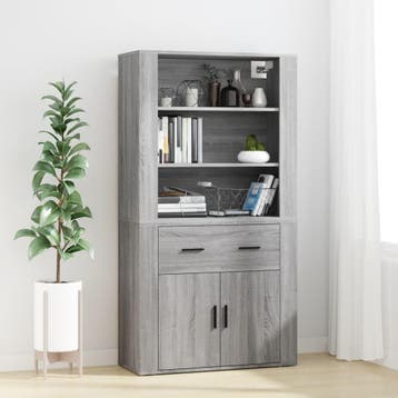 vidaXL Hoge kast bewerkt hout grijs sonoma eikenkleurig, Verzenden, Nieuw
