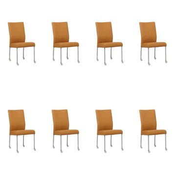 Set van 8 Leren eetkamerstoelen Comfort met wieltjes -, Ophalen of Verzenden, Nieuw, Leer, Eén