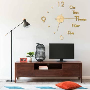 vidaXL 3D-wandklok modern XXL 100 cm goudkleurig, Verzenden, Nieuw