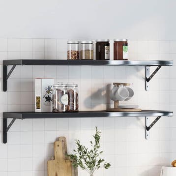 vidaXL Plankdragers 4 st 30x2,5x15,5 cm roestvrijstaal zwart, Verzenden, Nieuw