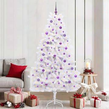 vidaXL Kunstmatige Hinged Kerstboom Wit 210 cm PVC en Staal, Verzenden, Nieuw