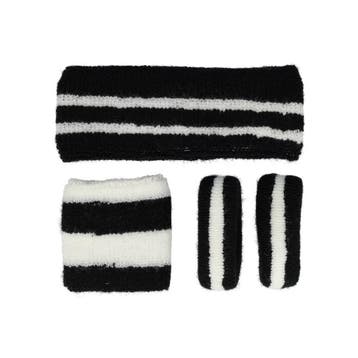 Haarband Sport 5cm - Zweetbandje & Haarelastiek - Wit Zwart, Nieuw