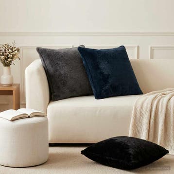 vidaXL Kussensloop 2 st HOUTEN Zwart 60 x 60 cm Nep, Verzenden