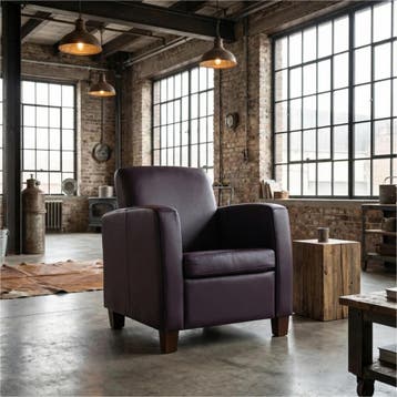 Leren fauteuil Joy - Toledo Merlin (donkerpaars) - Poten, Maison & Meubles, Ophalen of Verzenden