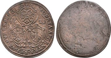 Kupferabschlag von den Stempeln des 1/8 taler, daalder 16..., Verzenden