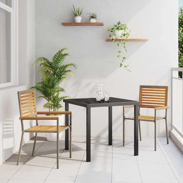 vidaXL Tuin stapelstoelen 2 st Bruin en Grijs, Tuin en Terras, Verzenden, Nieuw