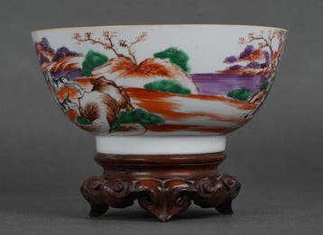 Qianlong (1735-1796) - Kom - Six Dogs Chasing two Foxes that, Antiek en Kunst