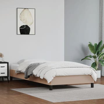 vidaXL Bedframe kunstleer cappuccinokleurig 90x200 cm, Verzenden, Nieuw