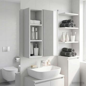 vidaXL Badkamer wandkast Wit 20 x 16 x 62,5 cm Geconstrueerd, Verzenden