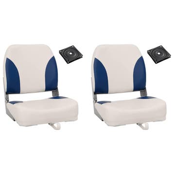 vidaXL Bootstoel 2 set met blauw-witte kussens inklapbaar, Watersport en Boten, Bootonderdelen, Verzenden, Nieuw