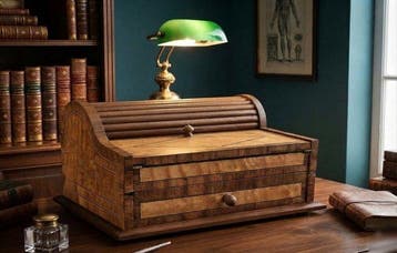 Magnifique écritoire / pupitre de voyage ancien en bois, Antiquités & Art