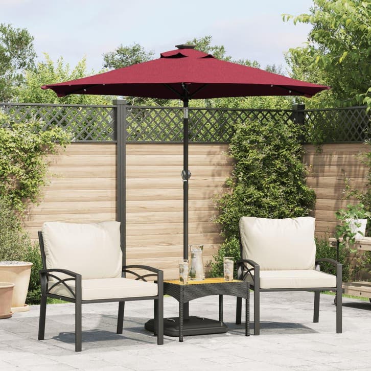 vidaXL Parasol met LEDs en stalen paal 225x225x212 cm, Tuin en Terras, Parasols, Nieuw, Verzenden