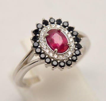 Sans prix de réserve - Bague Argent 925 - Rubis roses et, Nieuw