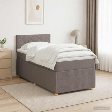 vidaXL Boxspringbed met matras met hoofdeinde Taupe 90 x 200, Verzenden