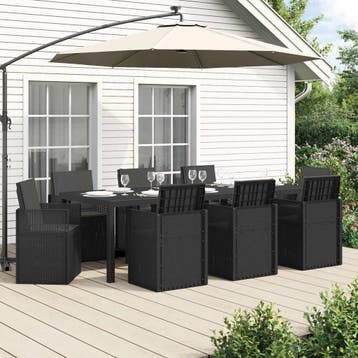 vidaXL Tuin Eettafel Set 9 st Antracietkleurig PP, Tuin en Terras, Verzenden, Nieuw