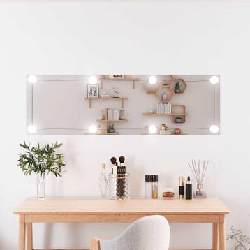 vidaXL Wandspiegel met LEDs rechthoekig 30x100 cm glas, Verzenden, Nieuw