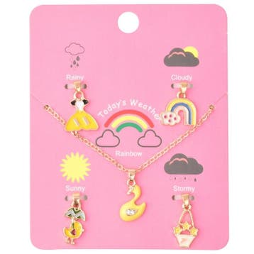 Fako Bijoux - Kinderketting  Op Kaart Met Extra Bedeltjes -, Verzenden, Nieuw