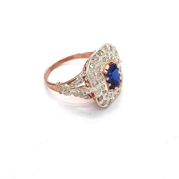 Zonder minimumprijs - Ring - 9 kt. Roségoud, Zilver Spinel -, Nieuw