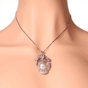 Collier avec pendentif - 18 carats Or blanc - Diamant -
