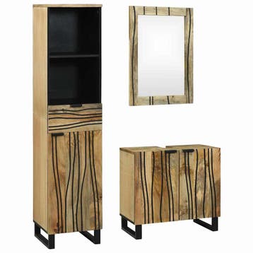 vidaXL Badkamermeubel Set 3 st Bruin 38 x 33 x 160 cm, Huis en Inrichting, Badkamer | Badkamermeubels, Verzenden, Nieuw