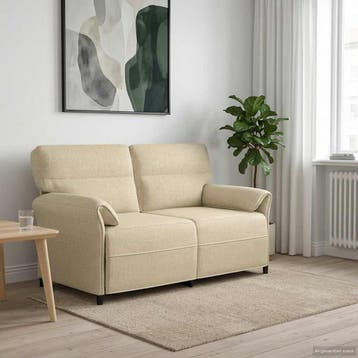 vidaXL 2-Zits Sofa 2-zits Crèmekleurig 158 x 83 x 95 cm Stof, Verzenden, Nieuw