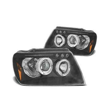 PHARES POUR JEEP GRAND CHEROKEE 99-05 ANGEL EYES FOND NOIR, Verzenden