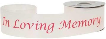 Poly satijn lint in loving memory white herdenking 2 inch, Huis en Inrichting, Nieuw