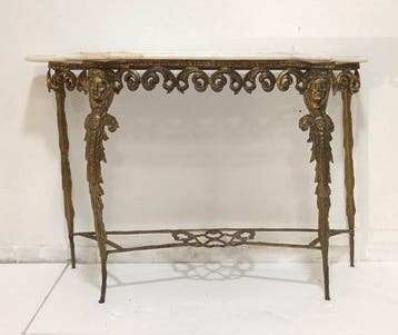 Wandtafel - Verguld brons - Console-tafel met marmeren blad