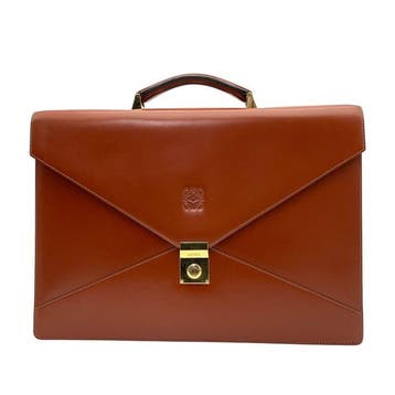 Loewe - Loewe Vintage Brown Leather Envelope Briefcase -