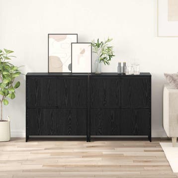 vidaXL Dressoirs 2 st Zwart eiken 70 x 41 x 75 cm Bewerkt, Verzenden, Nieuw