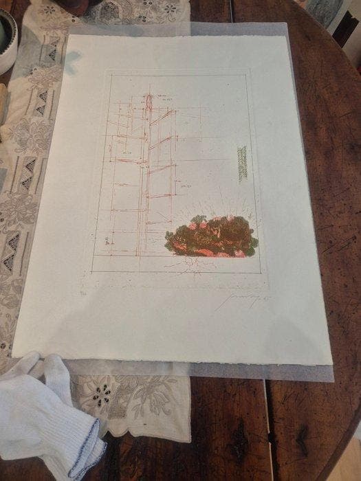 Piero Guccione (1935-2018) - Limite di proprietà, Antiquités & Art, Antiquités | Autres Antiquités