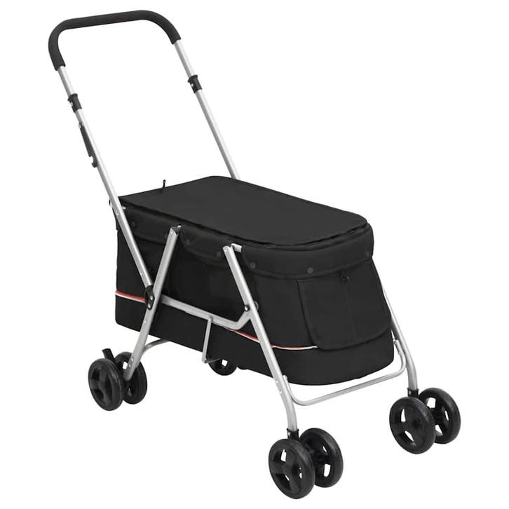 vidaXL Hondenwagen inklapbaar 100x49x96 cm linnenstof zwart, Animaux & Accessoires, Autres accessoires pour animaux, Envoi
