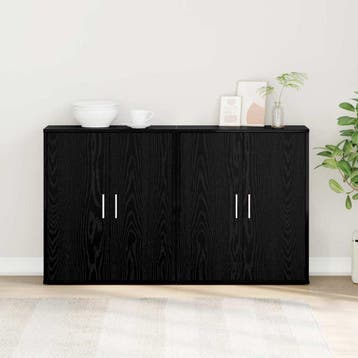 vidaXL Dressoir 2 st Zwart Eiken 60 x 31 x 70 cm Bewerkt, Verzenden, Nieuw