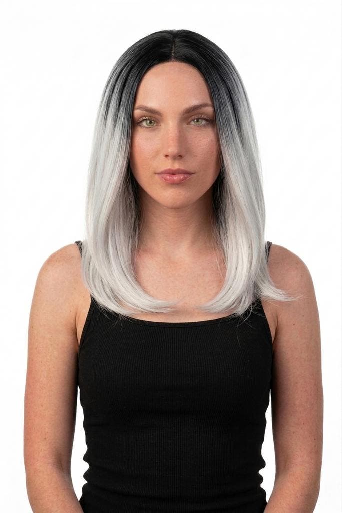 KIMU® Luxe Witgrijze Zwarte Pruik Curtain Bangs Pony Schoude, Vêtements | Femmes, Costumes de carnaval & Vêtements de fête, Enlèvement ou Envoi