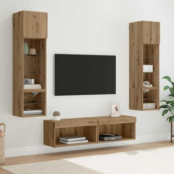 vidaXL TV Wand Eenheid 6 st Artisan Eiken Bewerkt hout, Verzenden, Nieuw