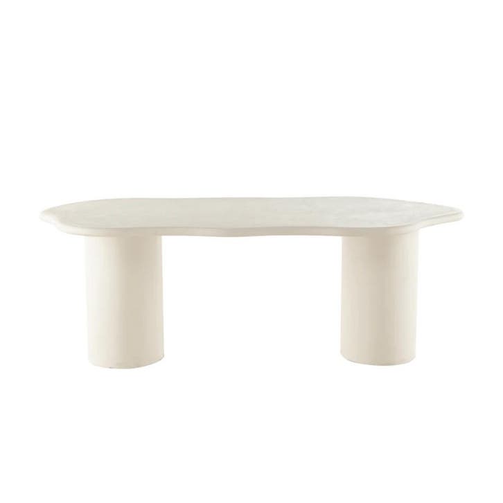 Eettafel Organisch Maya Microcement Cilinderpoot 210 cm Wit, Huis en Inrichting, Tafels | Eettafels, Nieuw, Overige houtsoorten