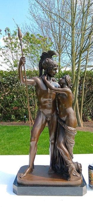 Beeld, Groot bronzen beeld van Mars met Venus - 69 cm -, Antiquités & Art, Curiosités & Brocante